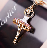 Porte-clés Ballerine en Cristal, Anneau de Clé Fille Danseuse de Ballet, Breloque de Sac en Métal avec Strass, Pendentif Perle, Vente en Gros, Porte-clés Danse Ballet