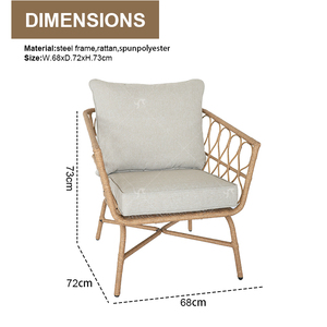 Sofa mebel Taman bagian taman 4 kursi baja luar ruangan Set sesi teras luar ruangan rotan - Product Image 3