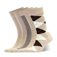 Chaussettes mi-mollet en coton tricotées, respirantes, à motifs Argyle, pois et rayures, couleur beige neutre, pour hommes et femmes, personnalisables avec logo OEM ODM, vente en gros