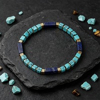 Bracelet tendance en pierres naturelles (Lapis Lazuli, Turquoise, Hématite) avec perles, pour hommes et femmes, bijoux de mariage