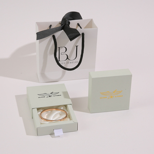 Recyclable Paper Drawer Jewelry <b>Box</b> with Custom Logo & Ribbon // Sturdy Sliding <b>Cardboard</b> Jewelry Packaging <b>Box</b> for Daily & Gift - Product Image 2