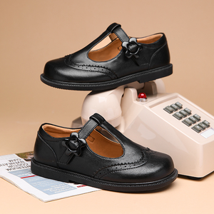 Chaussures vintage en cuir noir de bonne qualité pour bébés, enfants et jeunes enfants, personnalisables - Product Image 5