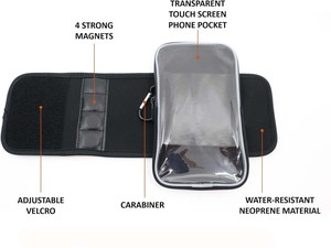 Porta Borraccia Magnetico Premium in Neoprene con Tasca Trasparente <span class=keywords><strong>per</strong></span> Telefono Touchscreen e Cinturino Regolabile in Velcro <span class=keywords><strong>per</strong></span> Palestra e Fitness - Product Image 2