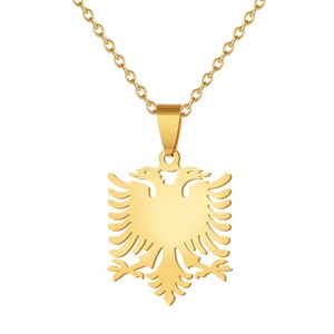 Bijoux en acier inoxydable chaud albanais aigle carte pendentif collier pour hommes et femmes collier en acier inoxydable bijoux - Product Image 2