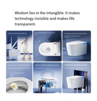 Ensemble WC intelligent et moderne en céramique monobloc avec siphon en P, fonction bidet et distributeur de savon liquide, réservoir encastré mural à chasse lente pour salle de bain