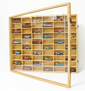 Многофункциональная полка для хранения игрушек из натурального бамбука с акриловой дверцей, настольная/настенная витрина - Product Image 1
