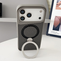 Coque en carbone pour iPhone 17, 17 Pro Max, 17 Air, avec anneau de maintien et béquille, en fibre d'aramide, pour iPhone 17, 16, 15, 14, S26, S25