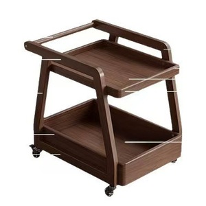 Mesa auxiliar de madera maciza transfronteriza con ruedas, mesa de centro móvil, carrito de noche para sala de estar en el hogar - Product Image 3