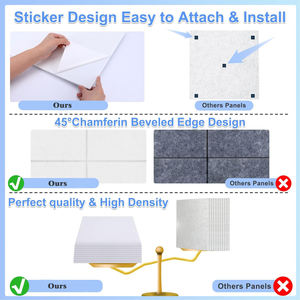 Lot de 18 panneaux acoustiques blancs de 12\"x12\"x0.4\", panneaux acoustiques muraux haute densité, insonorisants et absorbants le son - Product Image 2