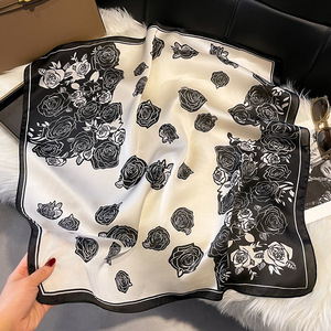 Écharpe carrée en soie de luxe de 70 cm pour femme, foulard en satin, bandeau pour cheveux, bandana, châle, hijab, écharpe - Product Image 1