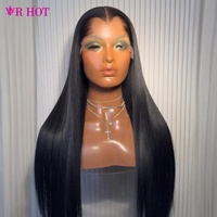 Peluca frontal de encaje transparente HD 13x6 con forma de M, cabello humano liso y largo, sin pegamento
