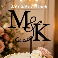 Décoration de gâteau de mariage personnalisée avec monogramme, initiales personnalisées en acrylique, souvenir de réception de mariage, décorations de dessert