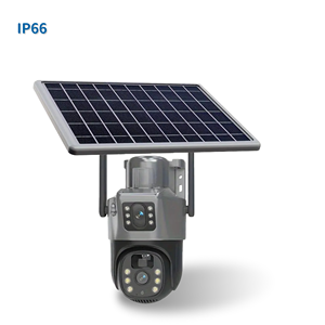 4MP Wifi çift Lens Dome güvenlik kamera gece görüş hareket izleme Alarm algılama için güneş enerjili CCTV sistemi hafıza kartı - Product Image 5