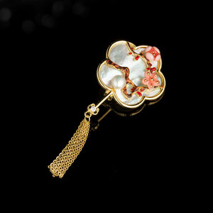 Muyu Plum Blossom Tassel Brooch Zinc Alloy Women's Fashion Cheongsam Pin Party Accessory - Product Image 2