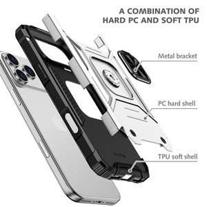Coque de téléphone antichoc double couche TPU+PC pour iPhone 17 Pro Max 16 Pro 15 14 Plus avec support anneau rotatif à 360° - Product Image 2
