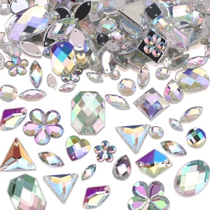 700 pz/scatola 2 fori per cucire Strass in acrilico Strass perline di diamanti a molte forme di Strass in resina con retro piatto per decorazioni - Product Image 3