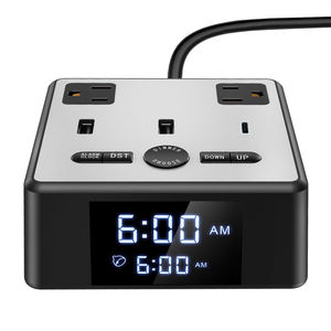 Réveil numérique LED multifonction avec fonction snooze, affichage de l'heure, horloge de table, multiprise moderne pour la décoration de chambre. - Product Image 2