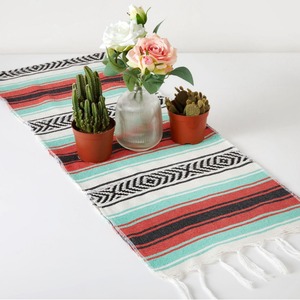 Mantel Tejido Personalizable OEM/ODM con Estampado Geométrico Moderno Mexicano, Cuadrado, Resistente al Aceite, de Poliéster/Algodón, Suave, Arcoíris, <span class=keywords><strong>para</strong></span> el Hogar - Product Image 2