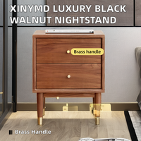 Table de chevet en bois massif noyer noir Table de chevet design moderne de luxe avec tiroirs pour chambre à coucher