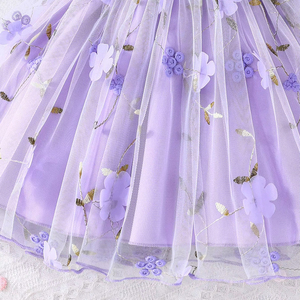 ชุดเดรสตาข่ายสำหรับเด็กผู้หญิงคอกลมแขนบินได้สำหรับฤดูร้อน ชุดเดรสอเนกประสงค์แฟชั่นอินเทรนด์ - Product Image 3