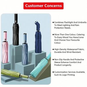 Wholesale 3 Fold <b>Umbrella</b> Fully <b>Automatic</b> Sunscreen Sunshade Sun <b>Umbrella</b> Dual Use with LED Flashlight for Business - Product Image 5