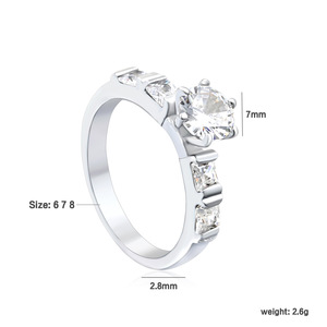 Anillos de Moissanita para Mujer, con Engaste de Garra, Zirconia Redonda, Joyería de Compromiso, Set de 6 Piezas, Tono Plata - Product Image 5