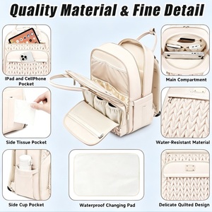 Sac à dos à couches imperméable avec matelas à langer, sangles de poussette, poche isotherme, sac de <span class=keywords><strong>maternité</strong></span> de voyage, vente en gros, fourniture directe usine - Product Image 4