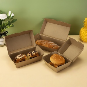 Caja de Papel Kraft para Hamburguesas con Compartimento para Queso, Envase Desechable para Comida Rápida para Llevar, Diseño Personalizado - Product Image 1