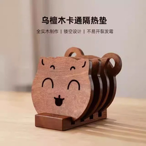 Animal Shaped Wooden Coaster <b>Set</b> For Coffee <b>Tea</b> Cups Anti Scalding Non Slip Creative Design - Product Image 1