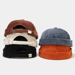 Pengiriman Gratis Grosir Retro Yuppie Tren Sailor Bisa Disesuaikan Katun Bulat Satin Musim Dingin Uniseks Topi Tanpa Pinggiran