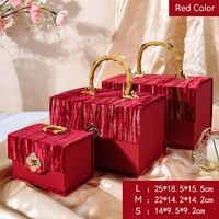 Cajas de Regalo Rectangulares Populares con Tapa y Asa de Bambú, Caja de Embalaje de Cartón Premium y Tela de Lana para Regalos