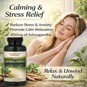 แคปซูลอัชวากันธาธรรมชาติ 100% คุณภาพดี ราคาประหยัด <span class=keywords><strong>450</strong></span> มก. อาหารเสริมสมุนไพรวีแกน ช่วยบรรเทาอาการวิตกกังวล - Product Image 5