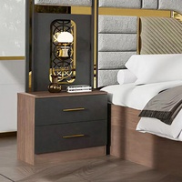 Ensemble de meubles de chambre à coucher complet en bois de luxe moderne avec lit king size, tête de lit éclairée en MDF, armoire, table de chevet