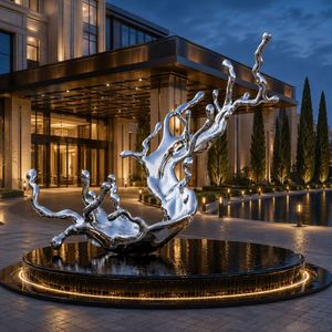 Escultura de Onda Grande en Acero Inoxidable, Diseño Pulido, Estatua de Arte Moderno Hecha a Medida para Paisajes Públicos Exteriores y Regalos - Product Image 5