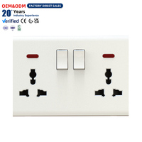 Prise murale électrique OEM à 2 modules et 3 broches avec interrupteur et voyant néon