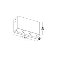 Spot LED de plafond fin 110x40x60mm 3x2W IP65, utilisation intérieure/extérieure, montage en surface