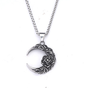 Yunnique – collier avec pendentif croissant de lune en acier inoxydable pour hommes, bijoux de mode de Style Punk - Product Image 5