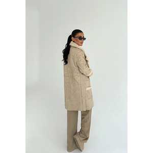 เสื้อโค้ทขนสัตว์แบบกลับด้านได้สำหรับผู้หญิง พร้อมซับในไนลอน แต่งกระดุม  ไซส์ XS ถึง L สำหรับฤดูใบไม้ร่วงและฤดูหนาว - Product Image 1