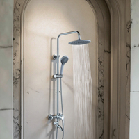 Ensemble de douche à effet pluie chauffant en chrome poli de style moderne pour hôtels et salles de bain