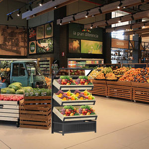 Estante de exhibición de frutas de madera de alta calidad Estante de exhibición de frutas y verduras de supermercado Estante de tienda de verduras secas frescas - Product Image 3