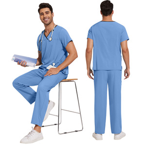 Set di Scrub chirurgico da uomo a maniche corte con LOGO a rapida asciugatura in Spandex Rayon medico orale Pet Spa infermiere Scrub uniforme camice da laboratorio - Product Image 1