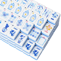 Saham AS | Set Mahjong Amerika Gaya Cina Biru Portabel 160 Ubin Akrilik dengan Tas Perjalanan Kecil dan Dadu