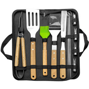 Ensemble d'outils de barbecue ANJUKE en acier inoxydable et <span class=keywords><strong>bois</strong></span>, trois pièces, avec fourchette résistante à la chaleur, spatule et <span class=keywords><strong>pince</strong></span> <span class=keywords><strong>pour</strong></span> le camping en plein air - Product Image 1