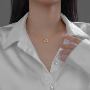 Collier en argent S925 avec perles pour femmes, style rétro court, chaîne épaisse, version japonaise et coréenne, collier à perles D8633 - Product Image 2