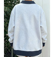 Sweat-shirt à capuche décontracté pour femme en mélange polyester-viscose, imprimé personnalisé, à pois, avec bordure contrastante, coupe ample, 240 g/m²