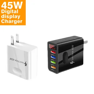 5V 45W LED Digital Display Charger 4 USB port Smart Charging For Huawei For Xiaomi Cell Phone Charge for iphone 13 14 15 pro max