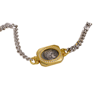Nuovo Bracciale <span class=keywords><strong>della</strong></span> Dea <span class=keywords><strong>della</strong></span> <span class=keywords><strong>Fortuna</strong></span> dell'Antica Roma <span class=keywords><strong>della</strong></span> Fabbrica di Gioielli MuShan, Catena Cubana Retrò con Monete d'Argento - Product Image 4