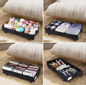 <b>Bed</b> Bottom Storage Rack Oxford Cloth <b>Under</b> <b>Bed</b> Clothing Shoes <b>with</b> Wheels Storage Car Dustproof Folding Storage Box - Product Image 3