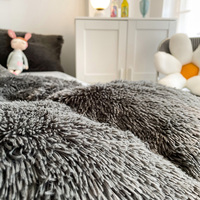 Luxe Shaggy Flanell chaud vison velours cristal velours literie couleur unie housse de couette ensembles pour l'automne hiver