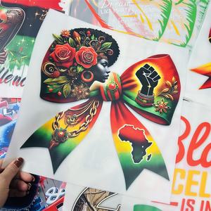 Pegatina de Transferencia Térmica DTF del Día de la Liberación Negra, Ecológica, Tamaño para Planchar, Impresión en Material PET Lavable para Uso en Prendas - Product Image 1